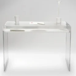 Consolle in Plexiglass Trasparente con Ripiano in Legno di Design - Carducci