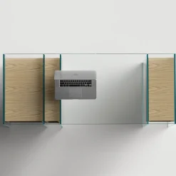 Consolle in Vetro Extrachiaro e Legno Alta Qualità Made in Italy - Damiano