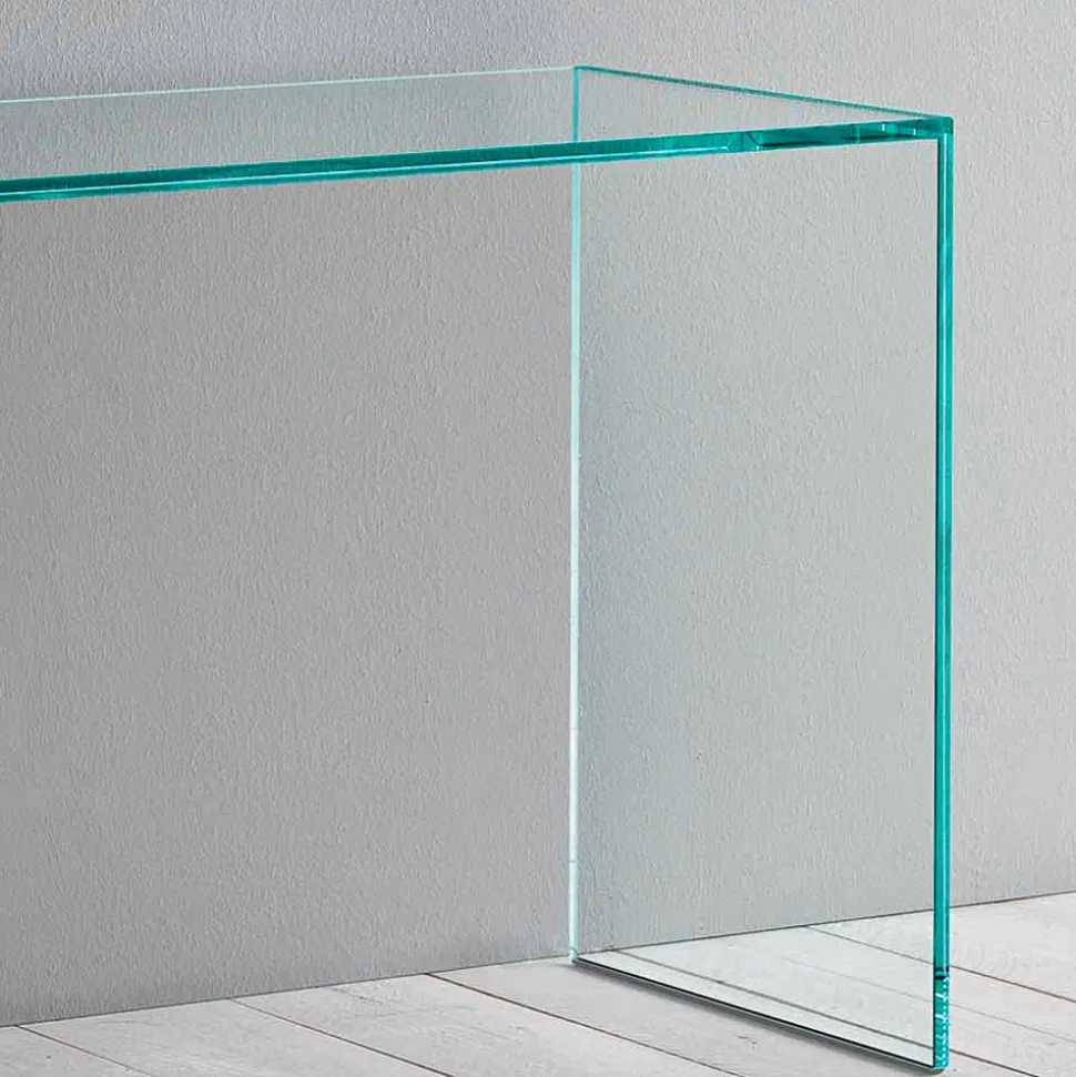Consolle in Vetro Extrachiaro Design Minimale Made in Italy 2 Dimensioni - Selex