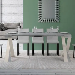 Consolle Moderna Allungabile a 300 cm con Telaio Bianco Made in Italy - Specchio