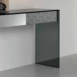 Consolle Scrivania di Design in Vetro Fumè con Cassetto Made in Italy – Mantra