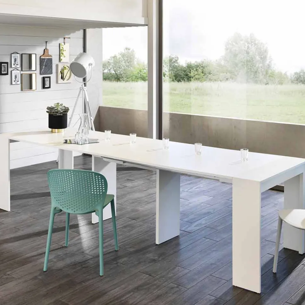 Consolle/Tavolo da pranzo allungabile, L 42,50/302,50x P90 cm, Alvaro
