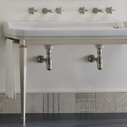 Consolle Vintage da Bagno L 135 cm Vasca Doppia Ceramica Made in Italy – Nausica