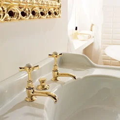 Coppia di Rubinetti per Lavabo Vintage in Ottone Made in Italy – Katerina