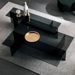 Coppia di Tavolini da Salotto Moderni in Vetro Fumè Made in Italy – Sestola