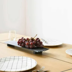 Coppia di Vassoi in Acciaio Laccato Nero o Dorato Design Moderno - Savona