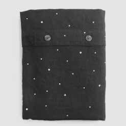 Copripiumone in Lino Nero con Cristalli Letto Matrimoniale di Lusso - Damante