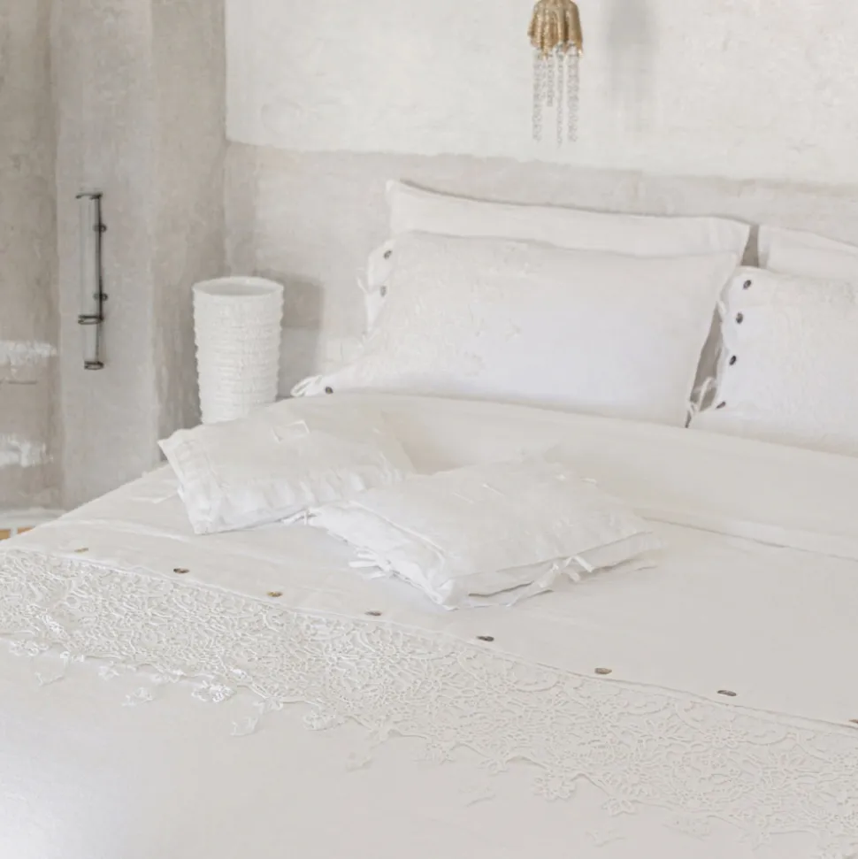 Copripiumone Matrimoniale in Lino con Pizzo Gocce Sacco Contenitore - Amadeus