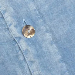Copripiumone Matrimoniale in Lino Leggero Azzurro con Bottoni e Patella - Ljuba