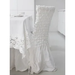 Coprisedia con Schienale Elegante per Soggiorno in Lino Ricamato - Panteo