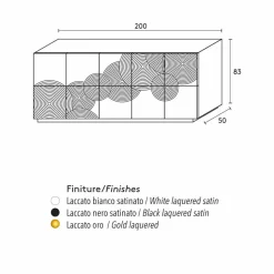 Credenza a 10 ante Ardesia, design moderno, bianca, nera oppure oro