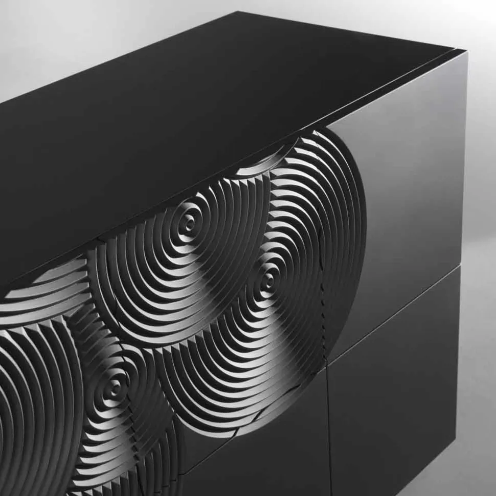 Credenza a 10 ante Ardesia, design moderno, bianca, nera oppure oro