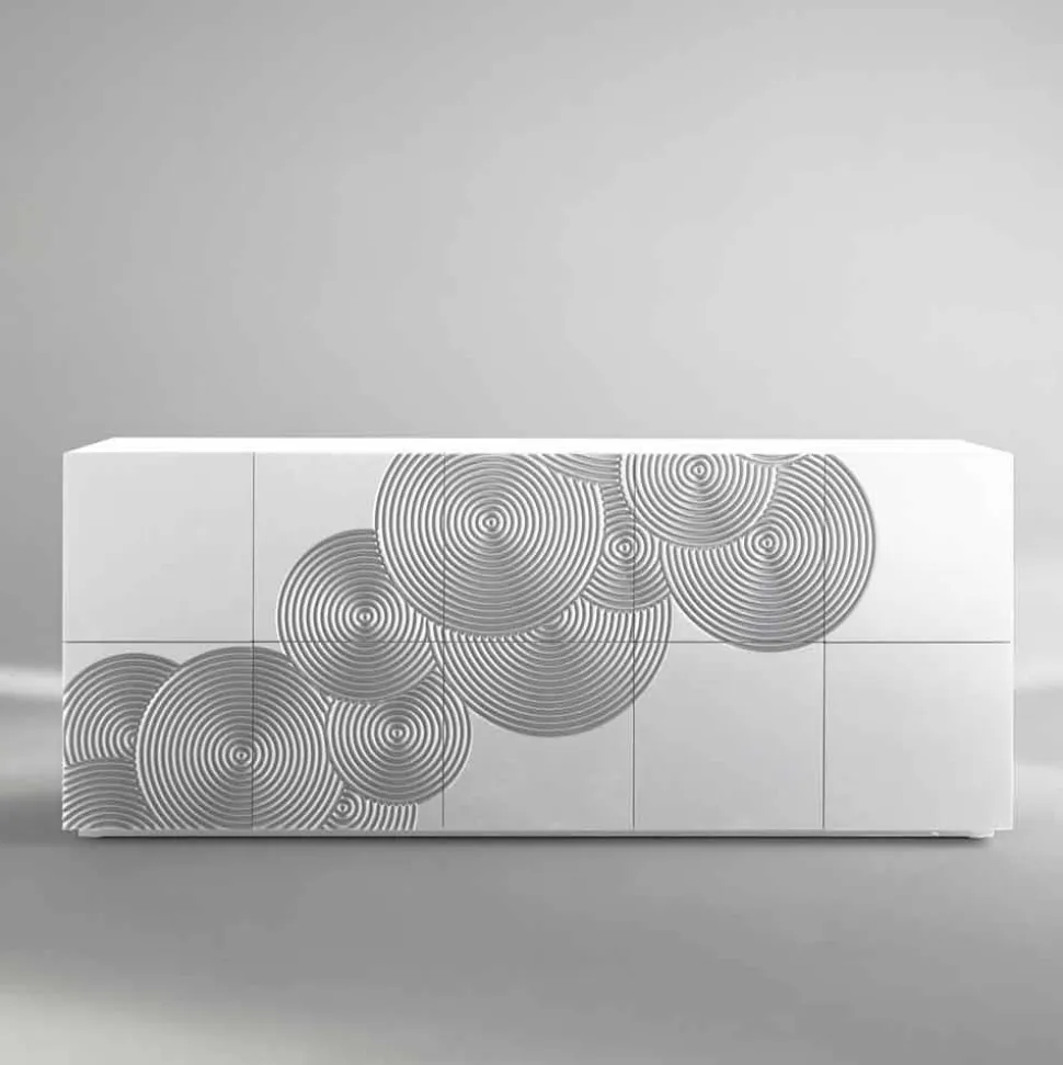 Credenza a 10 ante Ardesia, design moderno, bianca, nera oppure oro