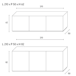 Credenza a 3 Ante e 3 Ripiani Interni in Legno e MDF - Pesci