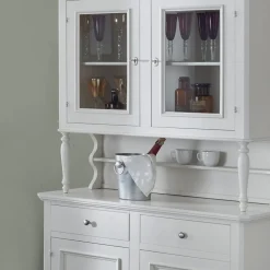Credenza Alta con Vetrina da Soggiorno in Legno Made in Italy - Bran