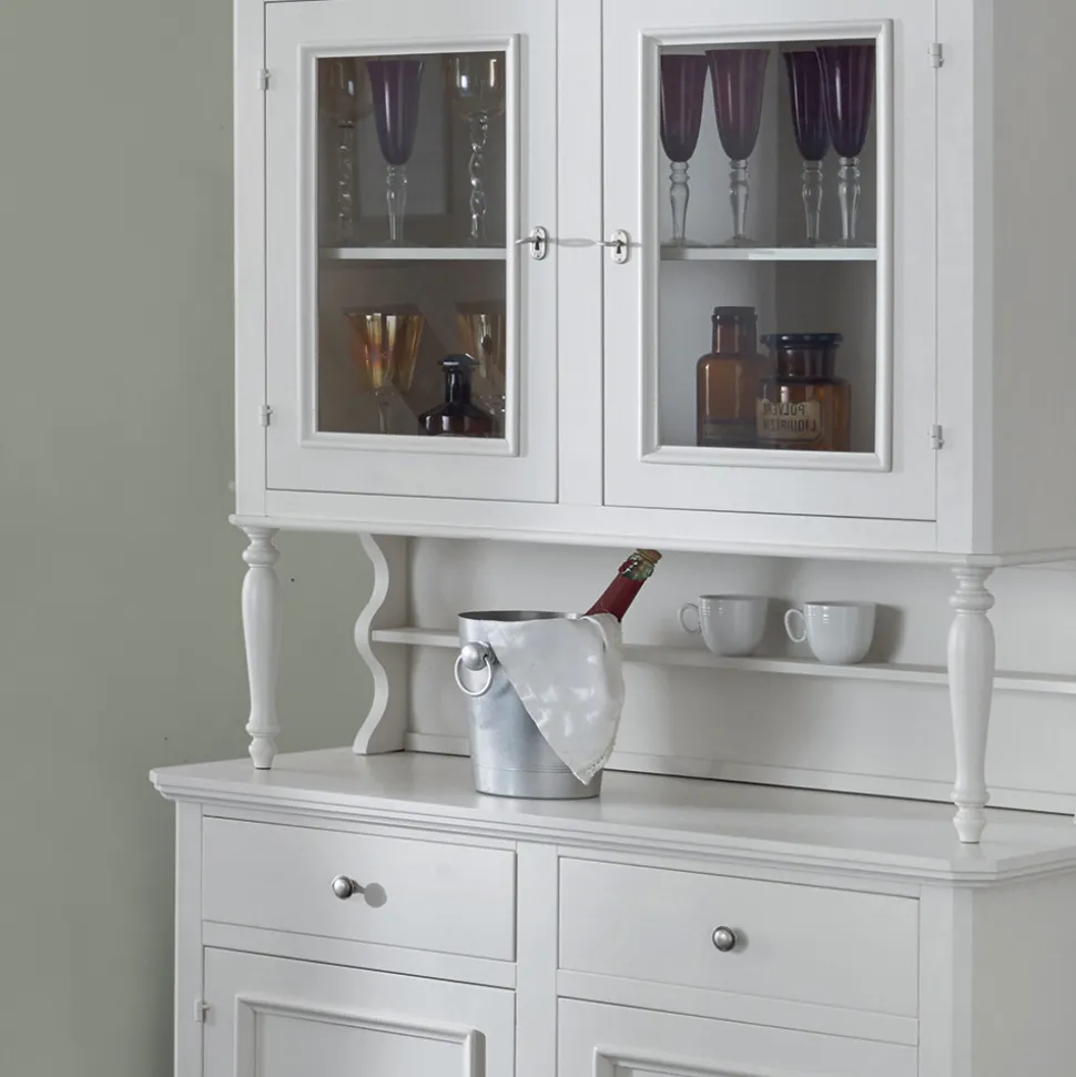 Credenza Alta con Vetrina da Soggiorno in Legno Made in Italy - Bran