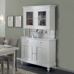 Credenza Alta con Vetrina da Soggiorno in Legno Made in Italy - Bran