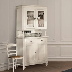 Credenza Alta con Vetrina da Soggiorno in Legno Made in Italy - Bran