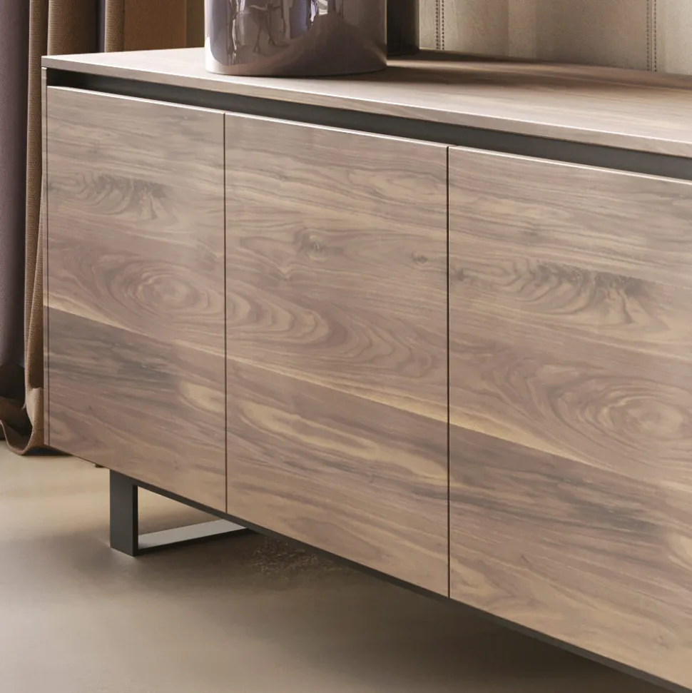 Credenza Alta in Legno con Base in Metallo Made in Italy - Berta