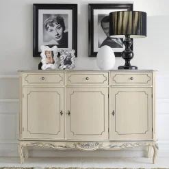 Credenza Classica da Interno in Legno Bianco o Noce Made in Italy - Chantilly