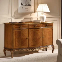 Credenza Classica da Interno in Legno Bianco o Noce Made in Italy - Chantilly