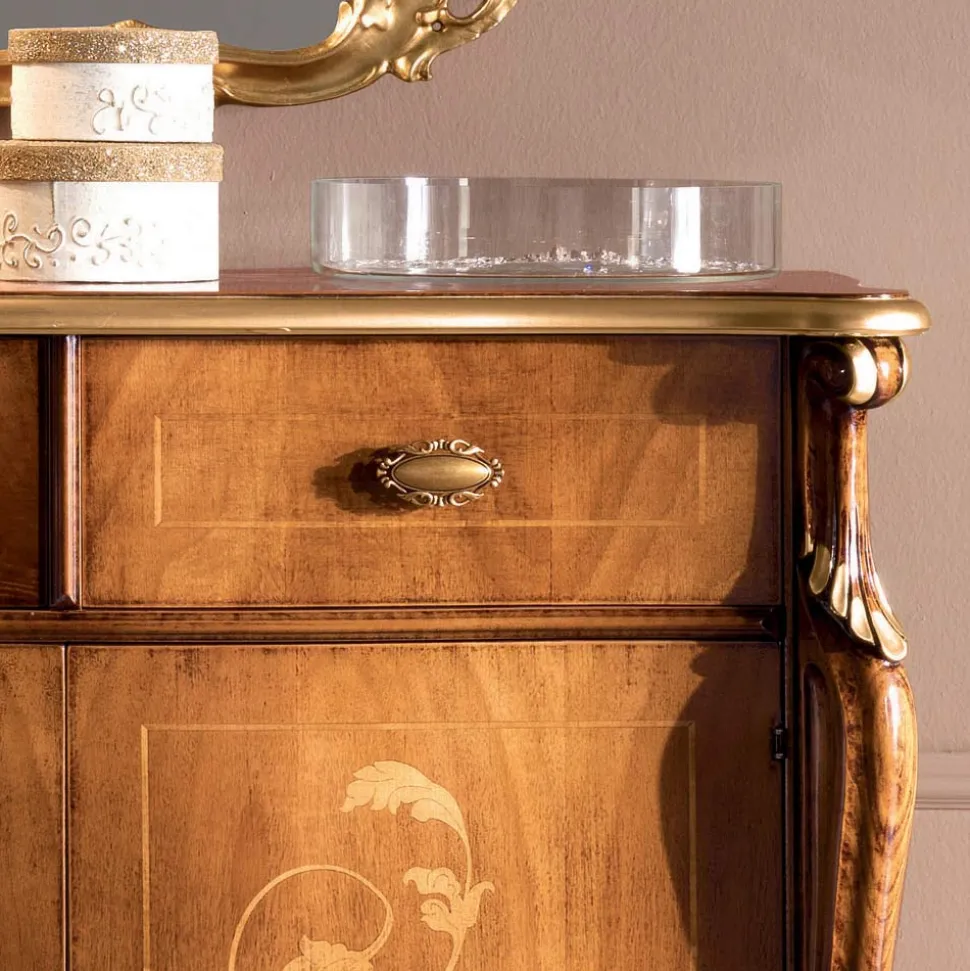 Credenza Classica da Soggiorno Legno con Intarsi Made in Italy - Ottaviano