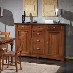 Credenza Classica in Legno Tanganica con 6 Cassetti e 2 Ante Made in Italy - Bragi