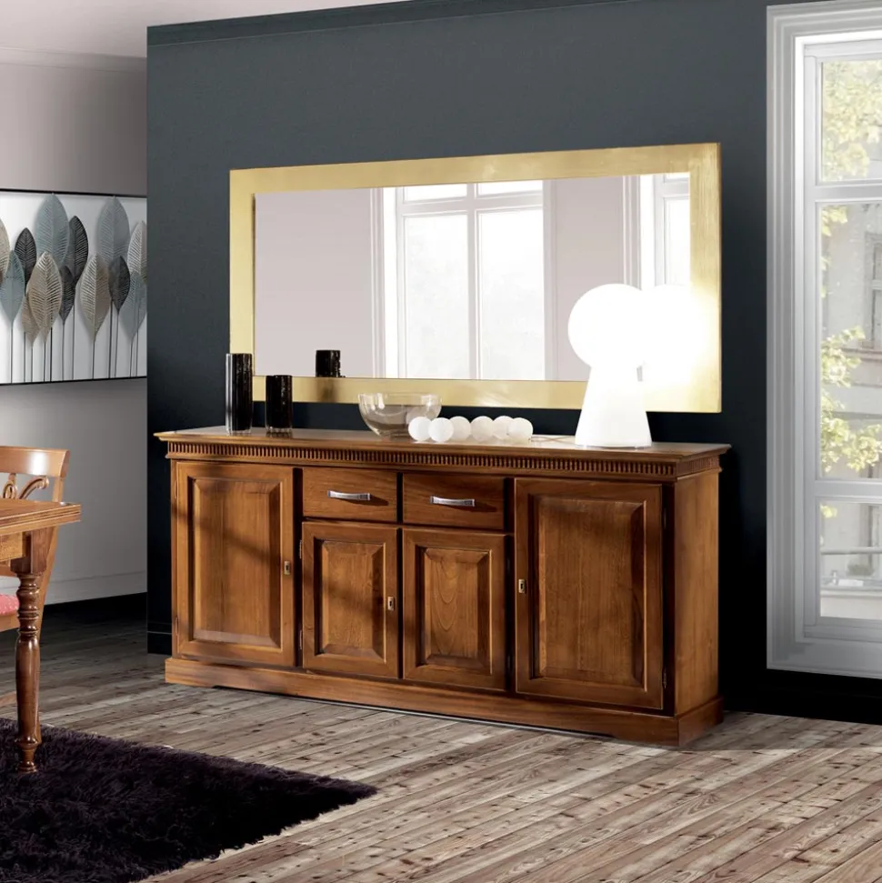 Credenza con 4 Ante e 2 Cassetti in Legno Bassano Made in Italy - Tanit