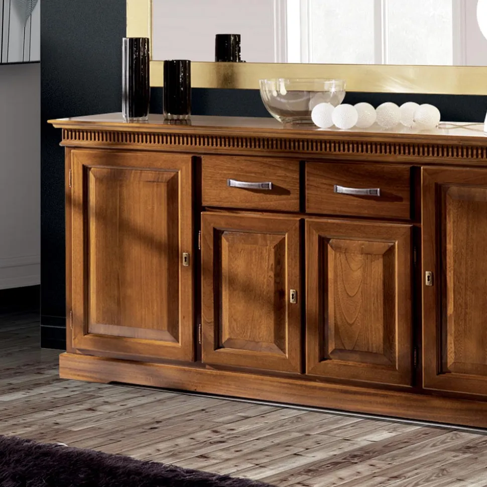 Credenza con 4 Ante e 2 Cassetti in Legno Bassano Made in Italy - Tanit