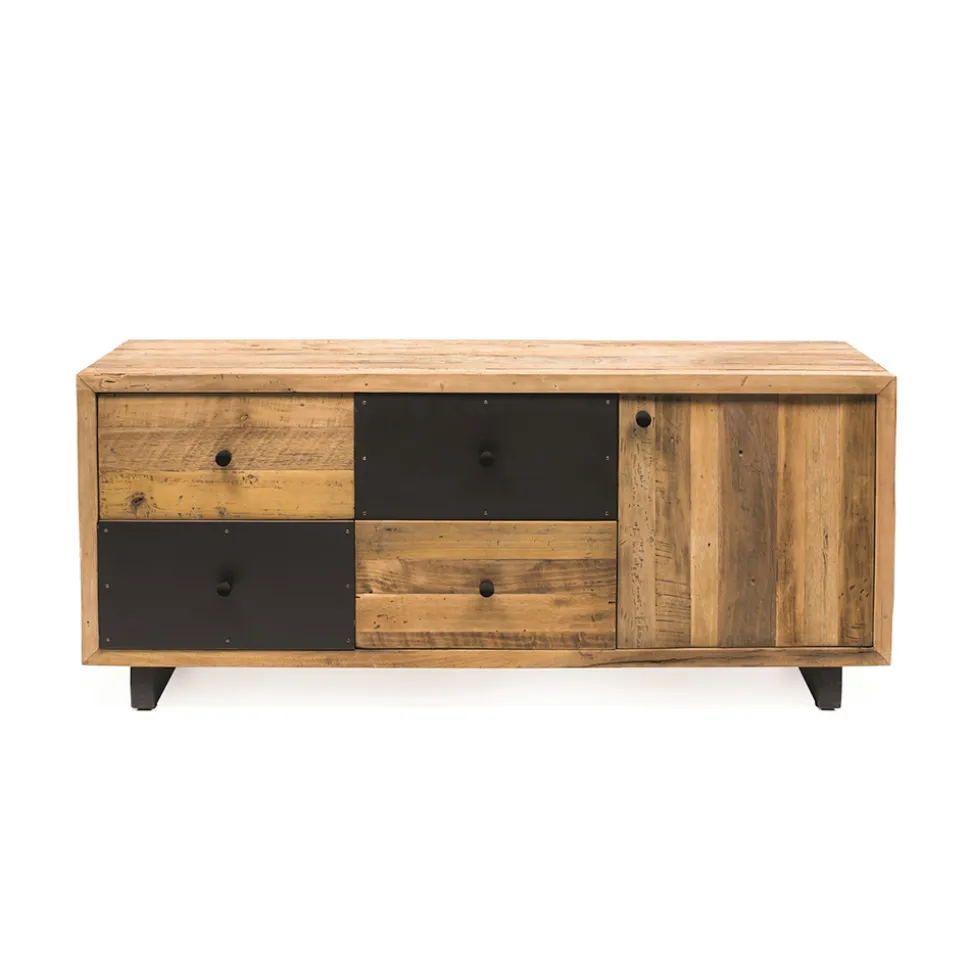 Credenza da Interno con un'Anta, 4 Cassetti e Piedi in Metallo - Slide