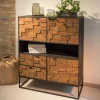 Credenza da Interno in Legno Riciclato Patchwork e Base in Metallo - Slide