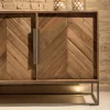 Credenza da Soggiorno in  Legno Tropicale Riciclato e Piedi in Metallo - Slide