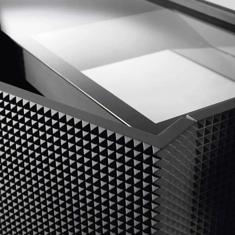 Credenza design moderno nera con 2 ante e cassettone estraibile Flora