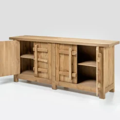 Credenza in Legno di Pino Naturale Invecchiato con 2 o 4 Ante - Aituno