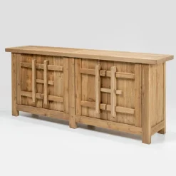 Credenza in Legno di Pino Naturale Invecchiato con 2 o 4 Ante - Aituno