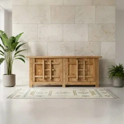 Credenza in Legno di Pino Naturale Invecchiato con 2 o 4 Ante - Aituno