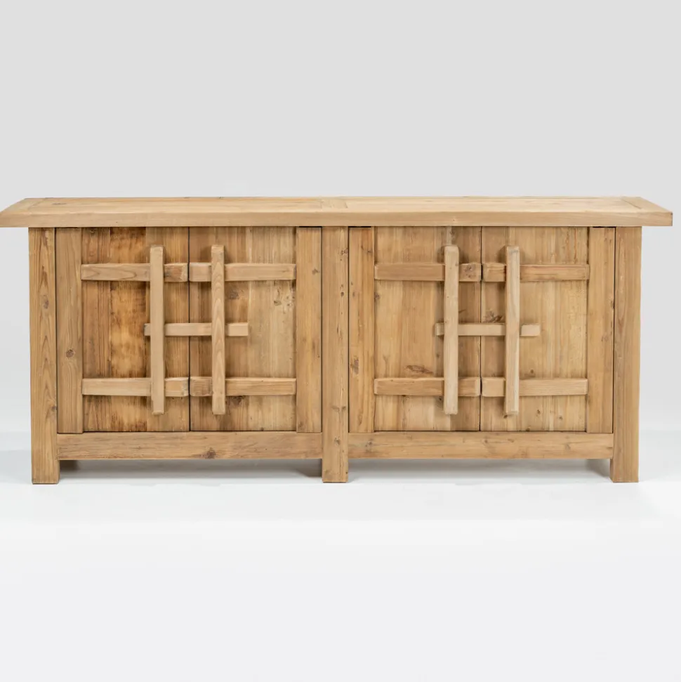 Credenza in Legno di Pino Naturale Invecchiato con 2 o 4 Ante - Aituno