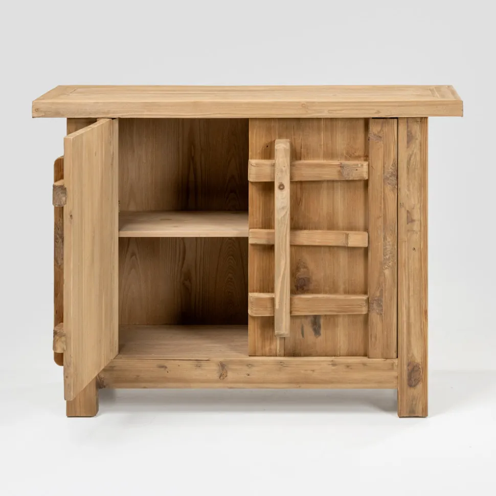 Credenza in Legno di Pino Naturale Invecchiato con 2 o 4 Ante - Aituno