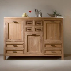Credenza in Teak Massello con 3 Ante e 8 Cassetti - Quan