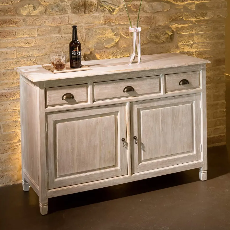 Credenza in Teak Massello con 2 Ante e 3 Cassetti - Karate