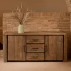 Credenza Living con 2 Ante e 3 Cassetti Centrali in Legno Riciclato - Slide