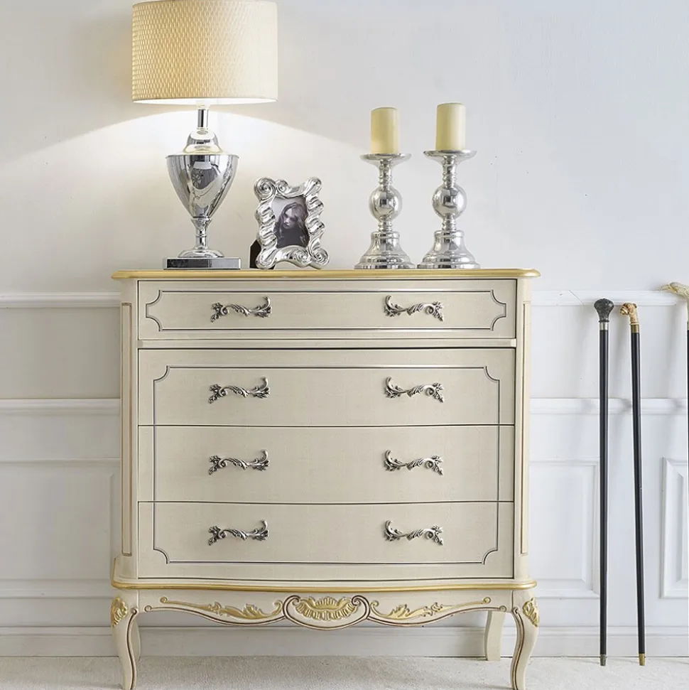 Credenza Salotto Classica Legno Bianco o Noce Made in Italy - Chantilly
