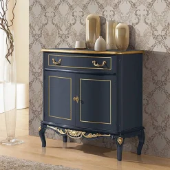 Credenza Salotto Classica Legno Blu Avio o Noce Made in Italy - Chantilly