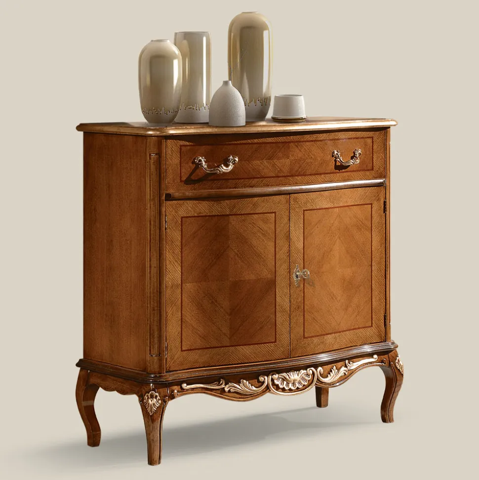 Credenza Salotto Classica Legno Blu Avio o Noce Made in Italy - Chantilly