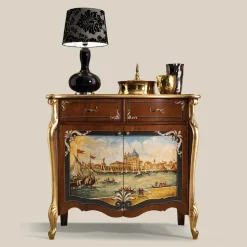Credenza Soggiorno in Legno con Decoro Veneziano Made in Italy - Ottaviano