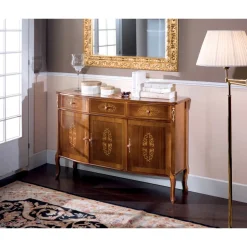 Credenza Soggiorno Legno Noce o Bianco e Intarsi Made in Italy - Katerine