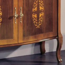 Credenza Soggiorno Legno Noce o Bianco e Intarsi Made in Italy - Katerine
