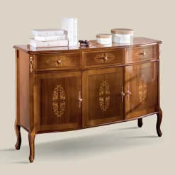 Credenza Soggiorno Legno Noce o Bianco e Intarsi Made in Italy - Katerine