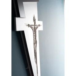 Crocifisso Bianco e Grigio Realizzato con Incisione Laser Made in Italy - Egle