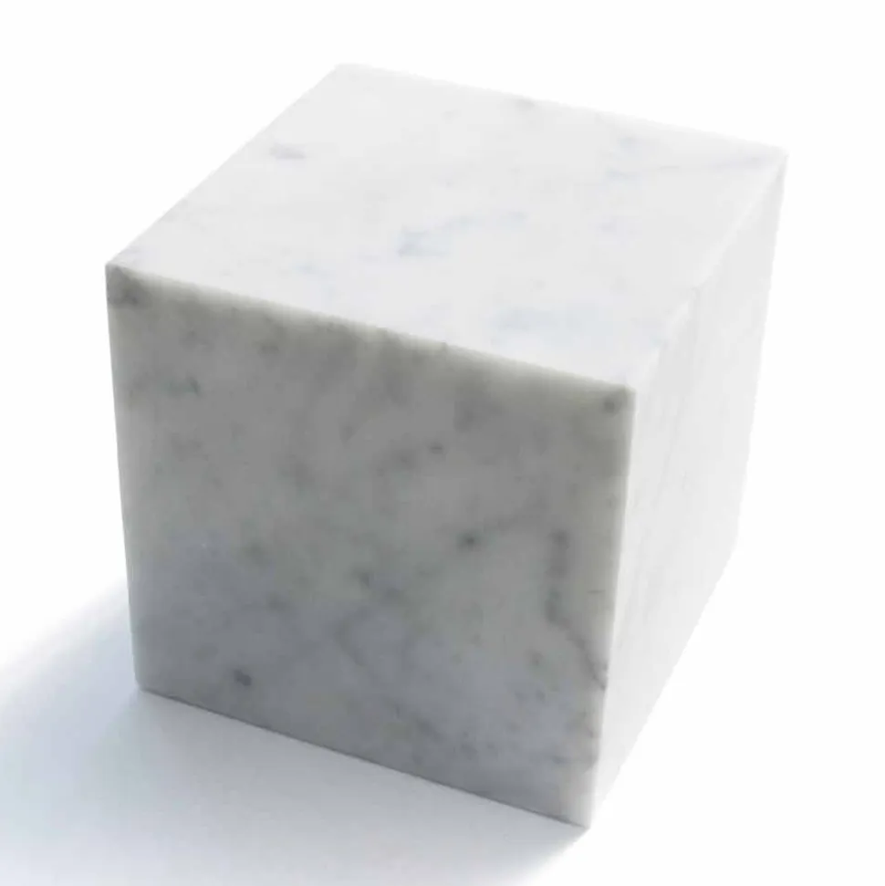 Cubo Fermacarte Design in Marmo Bianco di Carrara Satinato Made in Italy - Qubo